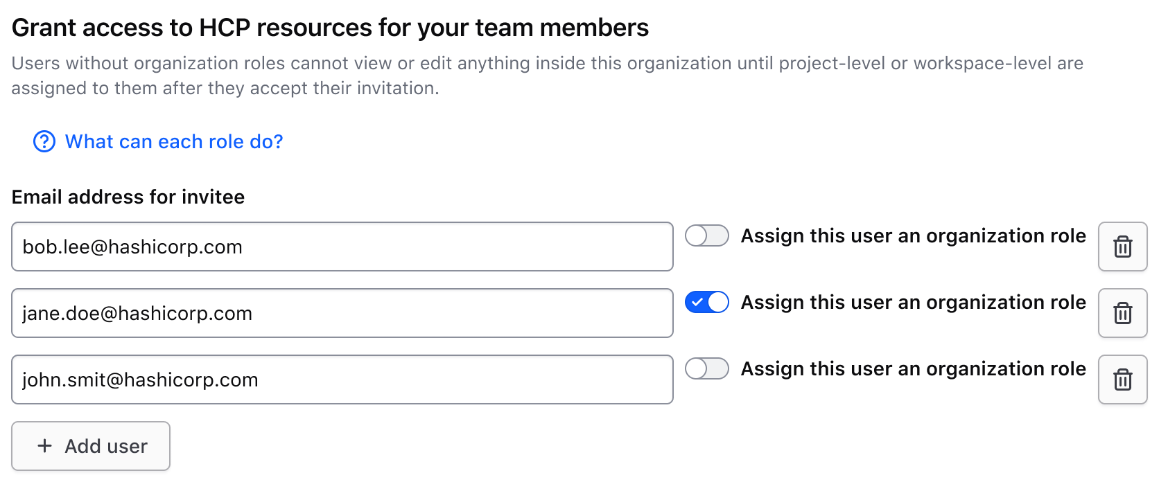 Helper text used as a means to explain what the toggle in each row does. Generic slot used to include a button with more details.